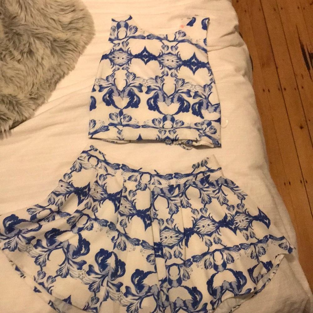 Matching crop top and flowy shorts set